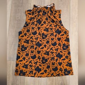 Ann Taylor Floral Sleeveless Top - Orange and Blue